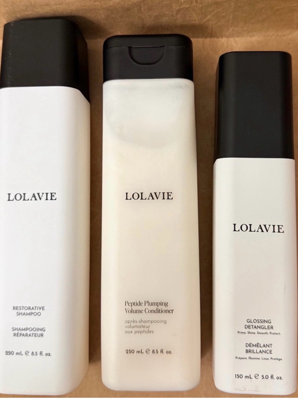 LOLAVIE | Restorative Shampoo, Peptide Plumping Conditioner, Glossing Detangler